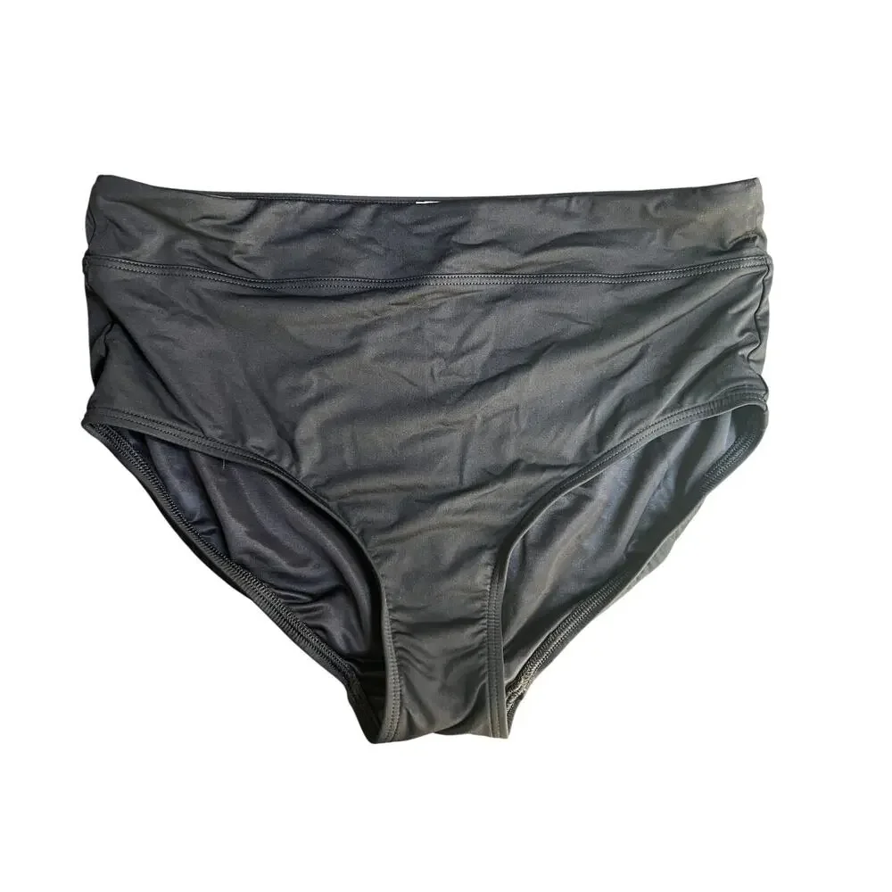 LANDS' END WOMENS SIZE 10 SWIM BIKINI BRIEF SWIM BOTTOM BLACK